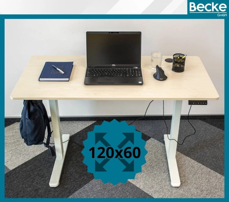 Biurko elektryczne automatyczne regulowane do pracy na stojąco 120x60 jasny brąz – zdjęcie 3