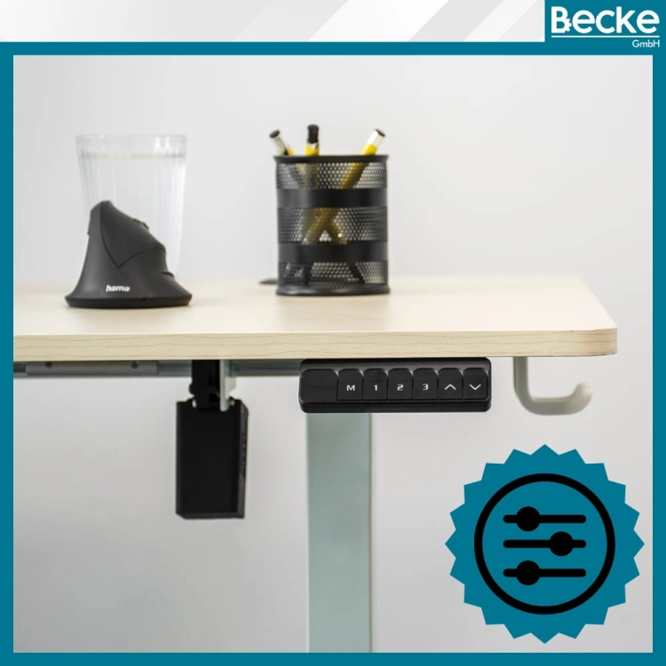 Biurko elektryczne automatyczne regulowane do pracy na stojąco 120x60 jasny brąz – zdjęcie 6
