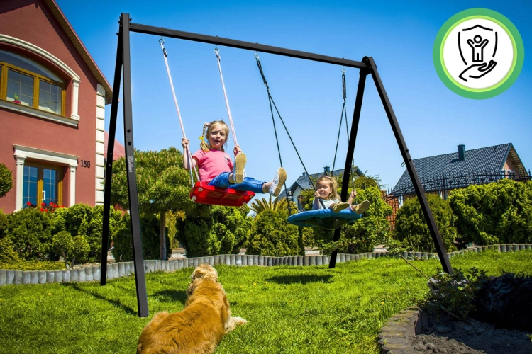 Stelaż pod huśtawkę czarny z 2 huśtawkami | GoGarden – zdjęcie 9