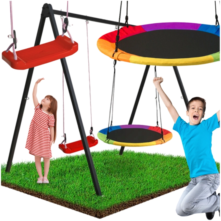 Stelaż pod huśtawkę czarny z 2 huśtawkami | GoGarden – zdjęcie 13