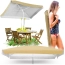 Duży parasol ogrodowy plażowy 160x160 cm beżowy | GoGarden
