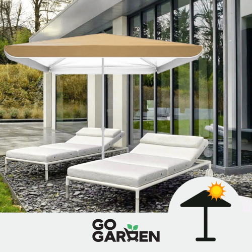 Duży parasol ogrodowy plażowy 160x160 cm beżowy | GoGarden – zdjęcie 2