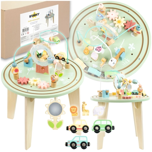 Drewniany stolik edukacyjny Montessori zielony