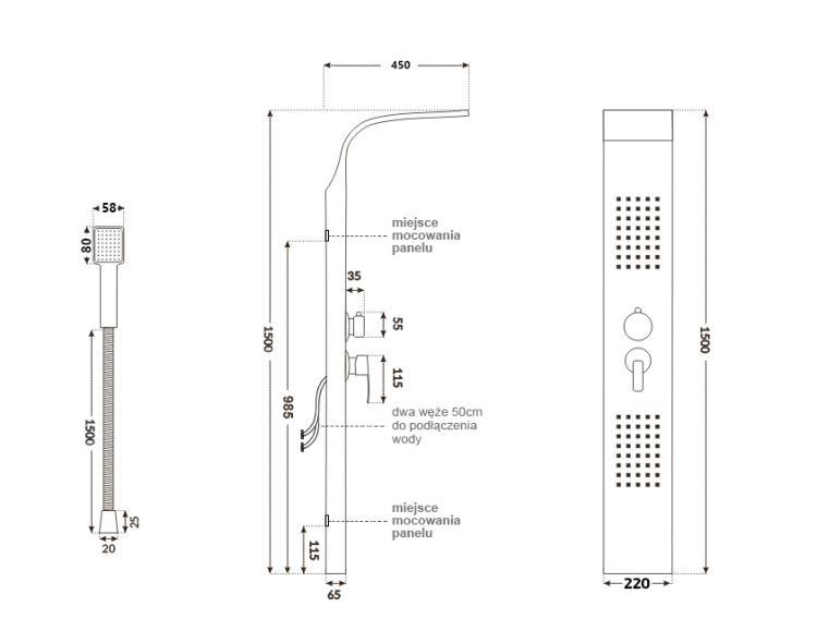Bateria panel prysznicowy - Niklowany – zdjęcie 4