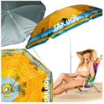 Parasol plażowy z funkcją przechyłu 160 cm z podszewką UV – wzór plaży
