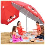 Parasol plażowy z funkcją przechyłu 160 cm z podwójną czaszą – czerwony