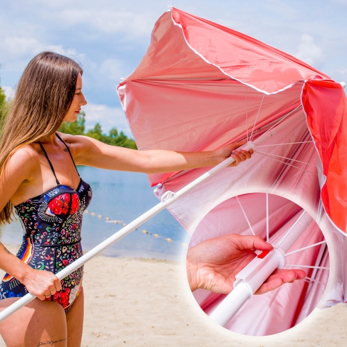 Parasol plażowy składany ogrodowy podwójny uv łamany pokrowiec wodoodporny – zdjęcie 2