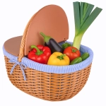 Wiklinowy kosz piknikowy z 2 klapami - niebieski