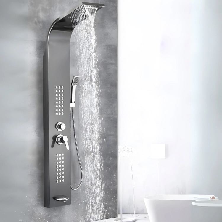 Bateria panel prysznicowy kabiny hydromasażem deszczownicą wylewka antracyt – zdjęcie 4