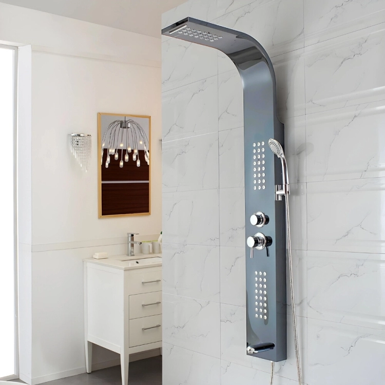 Bateria panel prysznicowy kabiny hydromasażem deszczownicą wylewka antracyt – zdjęcie 8