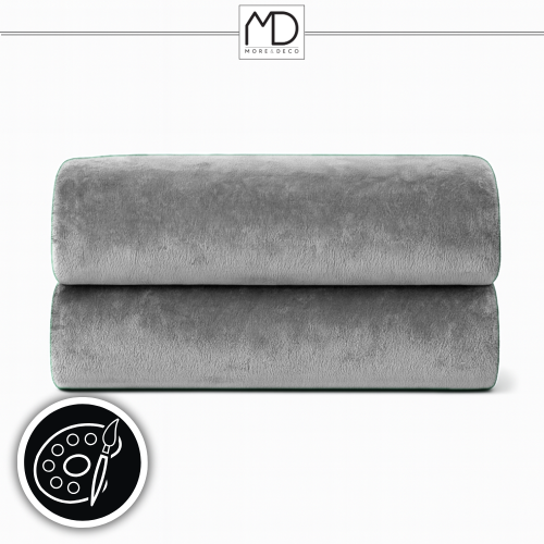 Koc gładki narzuta 200x220 cm szary na łóżko pled ciepły duży pluszowy soft – zdjęcie 2