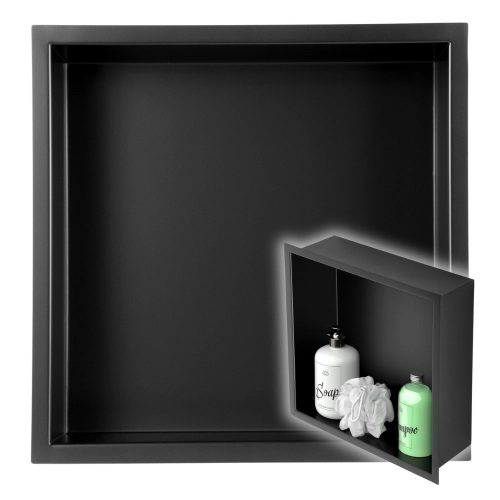 Półka wnękowa 30x30x10 cm czarny mat do łazienki