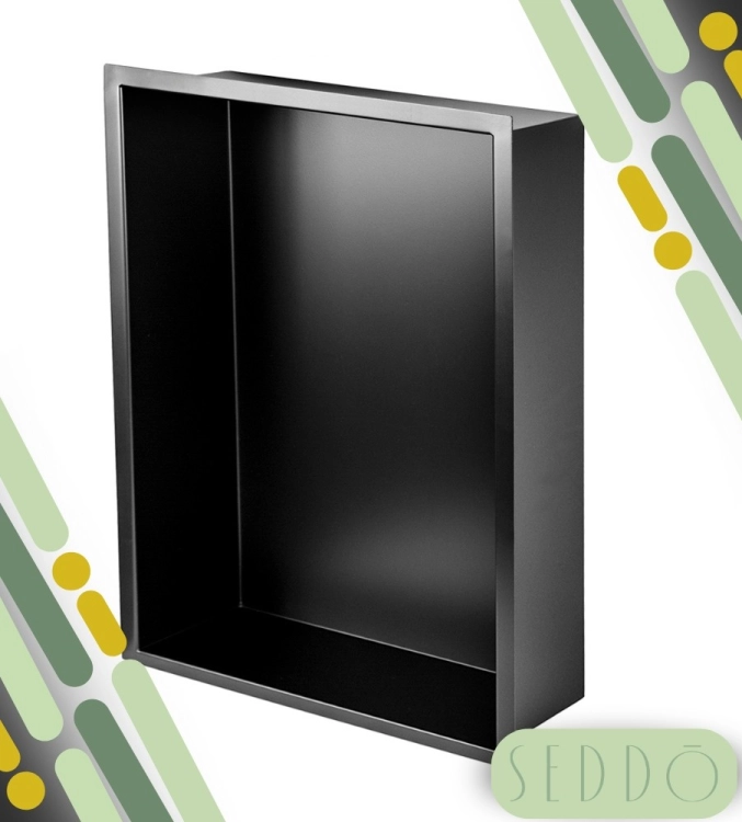 Półka wnękowa 45x30x10cm czarna mat do łazienki – zdjęcie 5