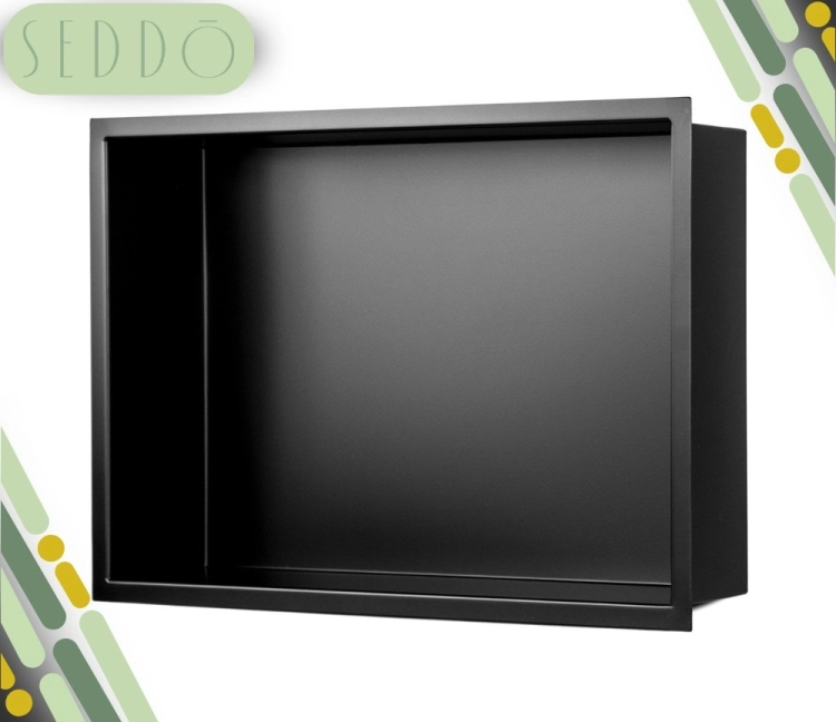 Półka wnękowa 45x30x10cm czarna mat do łazienki – zdjęcie 12