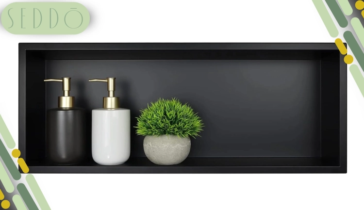 Półka wnękowa 45x20x10cm czarna mat do łazienki – zdjęcie 8