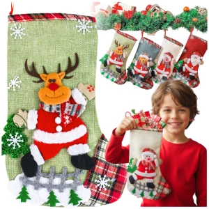 Skarpety świąteczne na prezenty 4 szt. zestaw ozdobne dekoracja na kominek