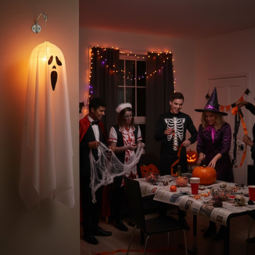 Świecący duch LED 85 cm – ozdoba na Halloween do domu i ogrodu – zdjęcie 2