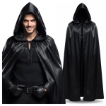 Czarna peleryna z kapturem – kostium na Halloween, bal, cosplay