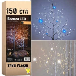 Drzewko świąteczne 120 LED - świecąca brzoza 150 cm+ FLASH
