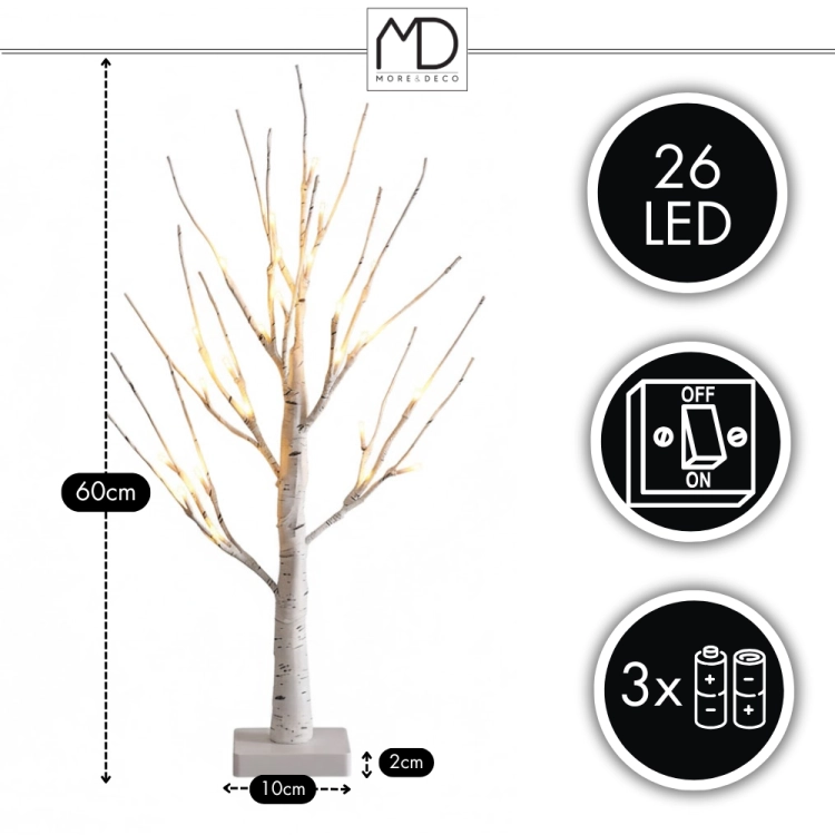 Drzewko świąteczne 26 LED - świecąca brzoza 60 cm – zdjęcie 15