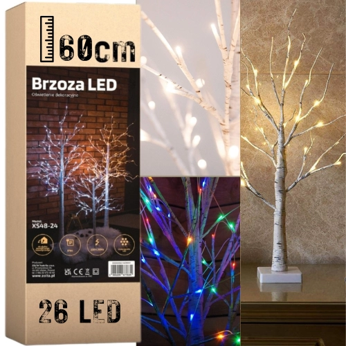 Drzewko świąteczne 26 LED - świecąca brzoza 60 cm