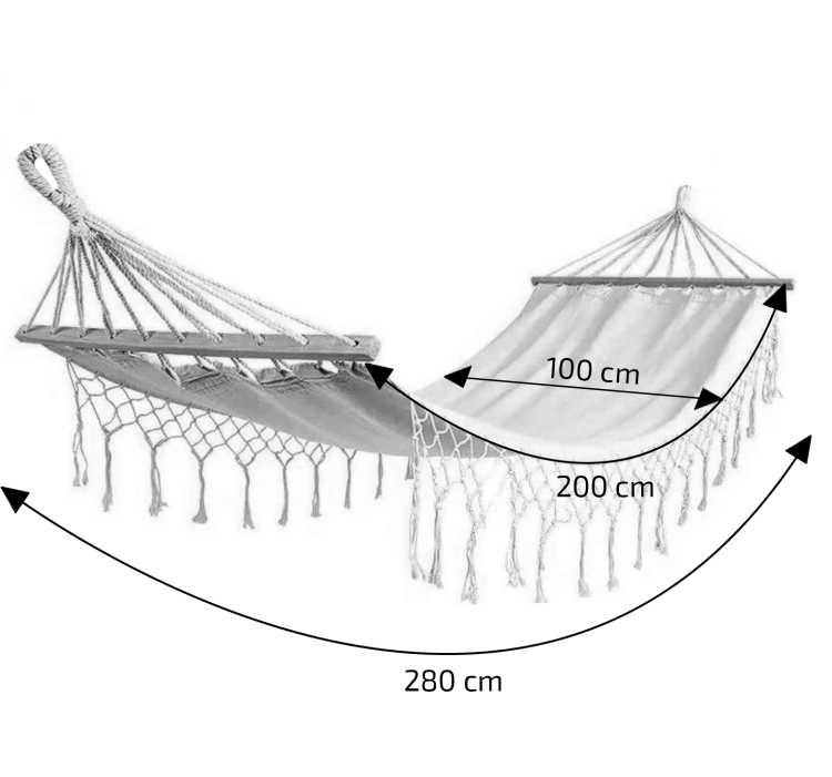 Stelaż na hamak grafit + hamak boho beżowy 200 x 100 cm | GoGarden – zdjęcie 13