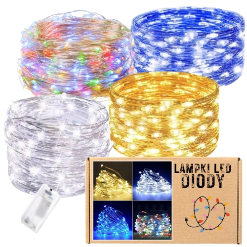 Oświetlenie led druciki na baterie lampki diody choinkowe 20 led 2m zimny – zdjęcie 2