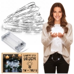 Lampki druciki 20 LED 2 m na baterie – zimna biel