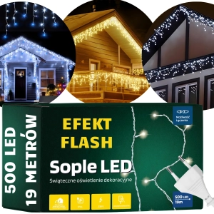 Lampki zewnętrzne sople  19m flash
