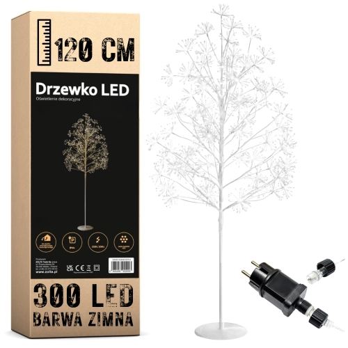 Drzewko 120 cm 300 LED święta choinka eko dekoracja IP44 diody barwa zimna