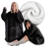 Koc bluza kocobluza duża oversize gruba ciepła z kapturem czarna miękka
