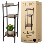 Kwietnik stojący metalowy czarny stojak na kwiaty kwiatki rośliny drewniany