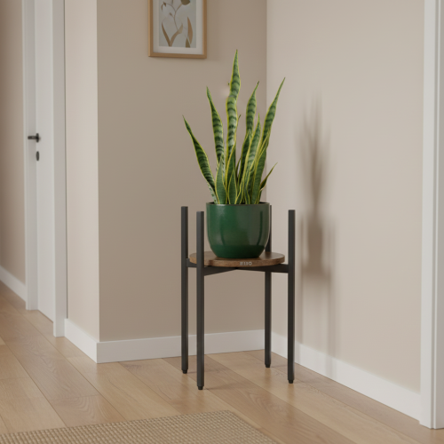 Kwietnik metalowy drewniany stojący loft stojak kwiaty rośliny industrial – zdjęcie 2