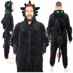 Kigurumi Onesie – kostium/piżama jednoczęściowa unisex czarna Furia
