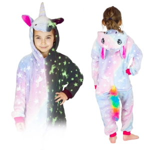 Tęczowy jednorożec świecący Kigurumi Onesie dres piżama kombinezon