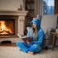 Kigurumi Onesie – kostium/piżama jednoczęściowa unisex niebieski Elmo – zdjęcie 3