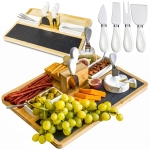 Deska do serwowania serów wędlin przystawek noże taca bambusowa przekąski na prezent 