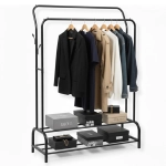 Wieszak podłogowy stojak na buty ubrania stojący czarny mocny garderoba