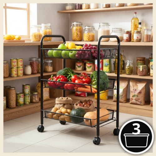 Kuchenny regał mobilny na kółkach - 3 półki regał na warzywa i owoce | More&Deco – zdjęcie 2