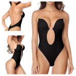 Body modelujące ze stringami do sukienki bez pleców – czarne, 2XL