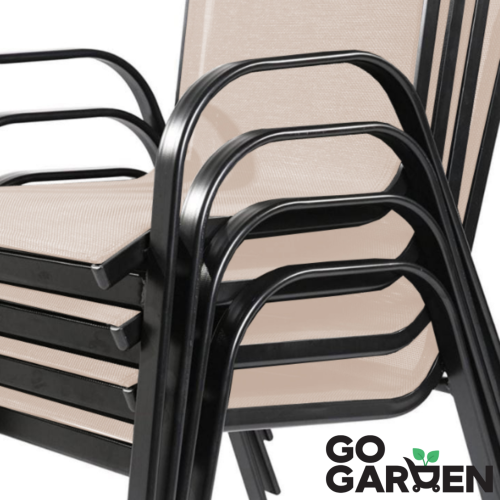 Krzesło ogrodowe metalowe taupe 4 sztuki | GoGarden – zdjęcie 2