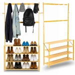 Wieszak na ubrania do przedpokoju stojący regał na buty drewniany stojak