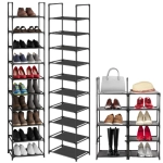 Szafka regał 33x33x173 składany na obuwie buty stojak metalowa rama czarny