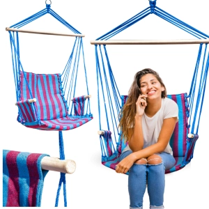 Hamak krzeszło wiszące brazylijskie fotel ogrodowy turystyczny drążek mocny