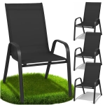 Krzesło ogrodowe metalowe czarne tarasowe balkonowe fotel taras mocne 4 szt