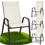 Krzesła ogrodowe metalowe zestaw na taras balkon beżowe fotel ogrodu 4 szt