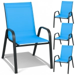 Krzesła ogrodowe metalowe na taras balkon fotel do ogrodu niebieskie 4 szt