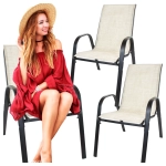 Krzesło ogrodowe metalowe beżowe 2 sztuki