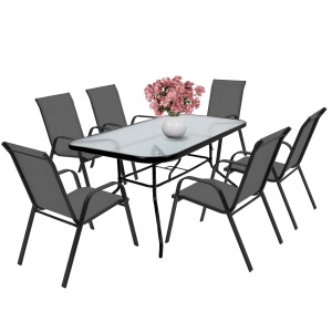 Nowoczesne meble ogrodowe stół z 6 krzesłami, meble do ogrodu i na taras