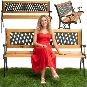 Ławka ogrodowa drewniana z metalowym stelażem | GoGarden